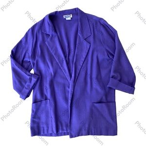 Vintage Laura Tyler Womens Size Medium Blazer 3/4 Sleeve Purple